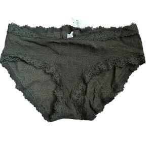 NWT aerie olive green stretch lace scrunch booty brief panties women’s L large